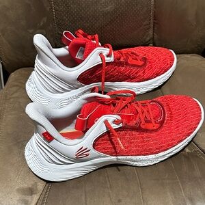 Curry Under Armour Red and White Athletic Shoes